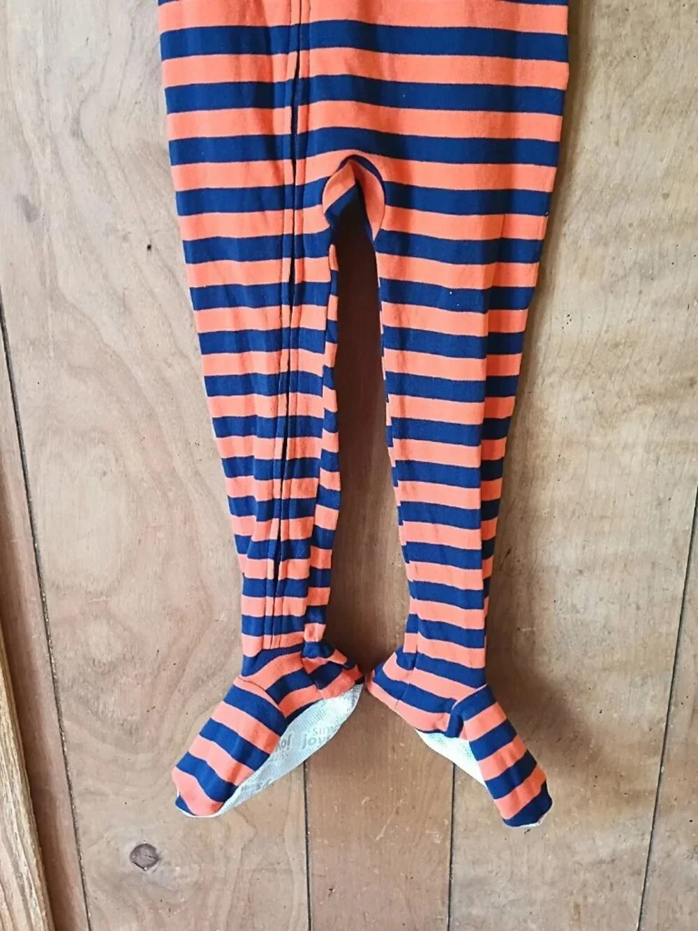 Simple Joys by Carter's Footed Pajamas, Size 5T, Orange & Navy Striped